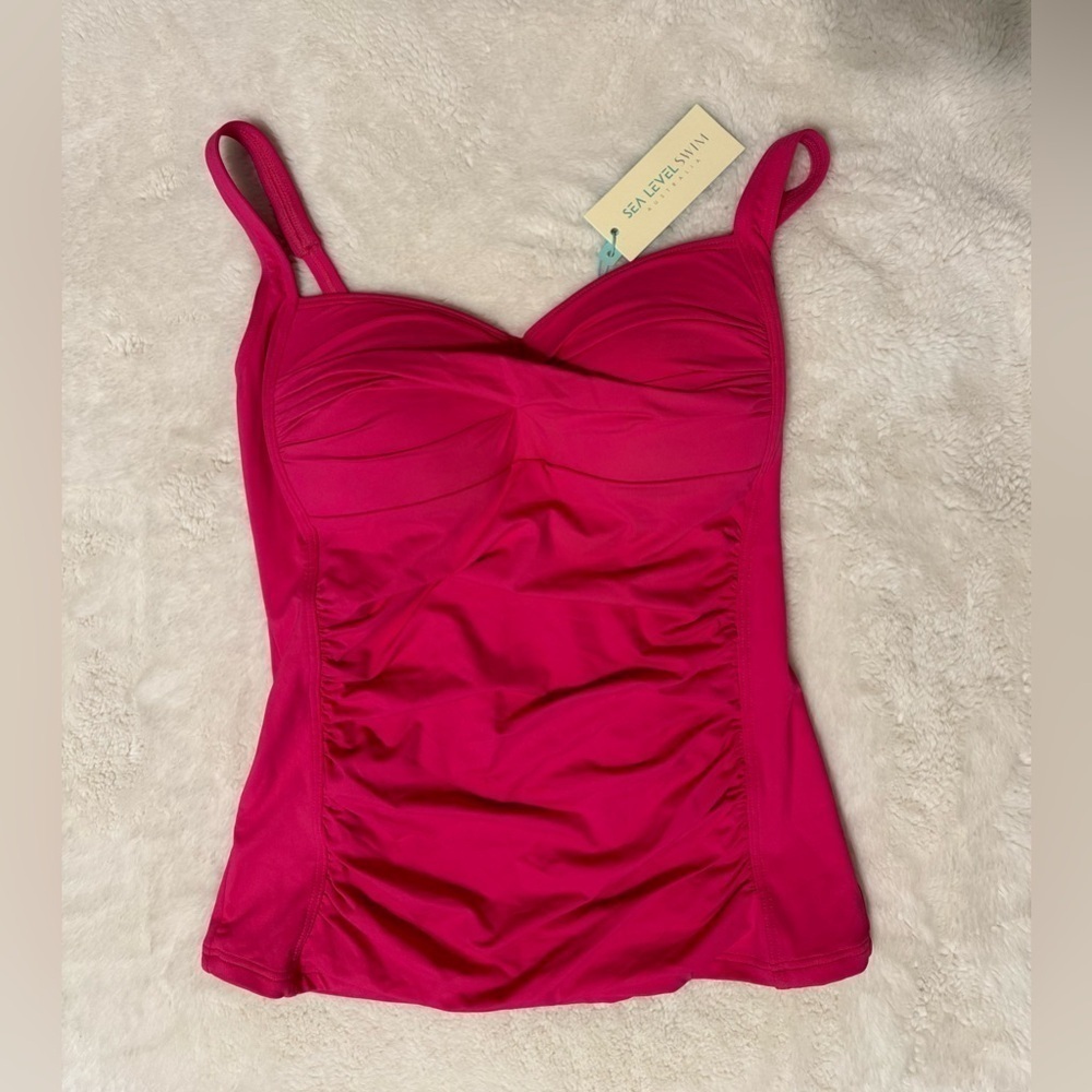 Sea level PINK Eco Essentials Cross Front Tankini
